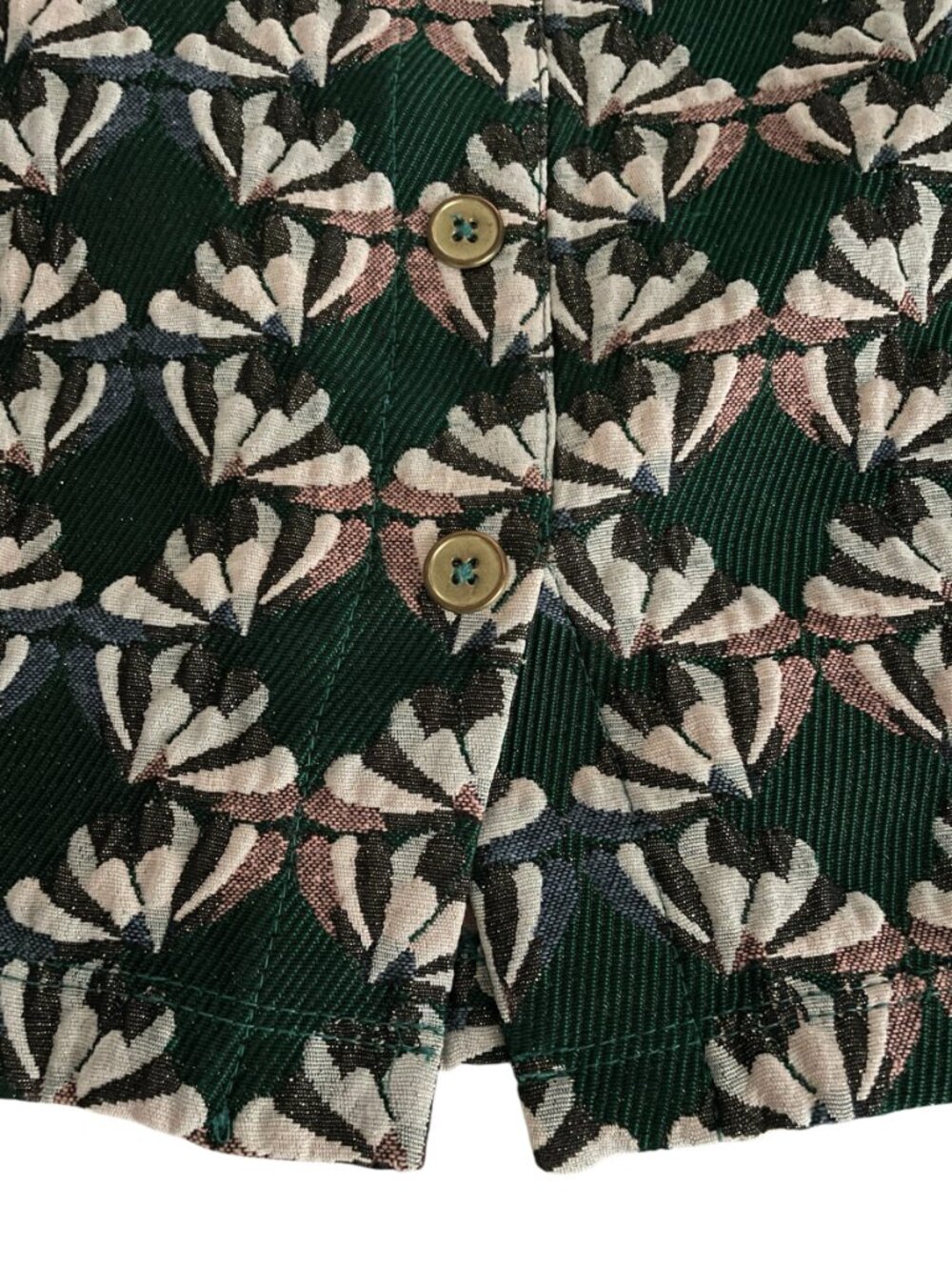 Anthropologie Dolan Left Coast Green Jacquard Button Down Pencil Skirt Sz XS - Picture 7 of 9